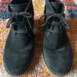 Clarks black suede lace up bootie